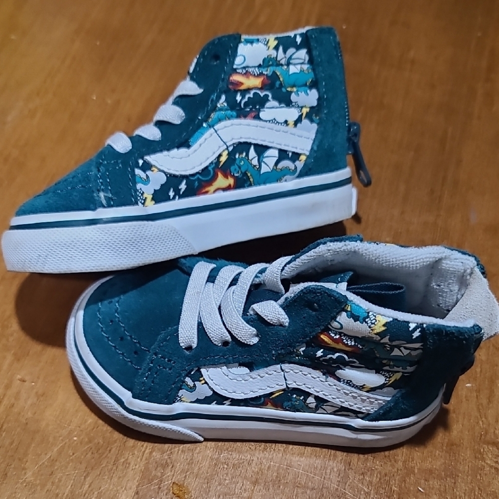 Vans Kids High-Top Sneakers - Teal and White